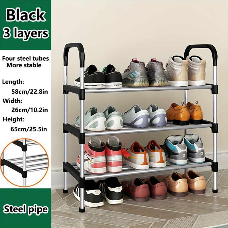 

1pc Multi-tier Organizational Shelf, Metal Shoe Rack, Durable Steel Pipe, Space-saving Storage Organizer For Home