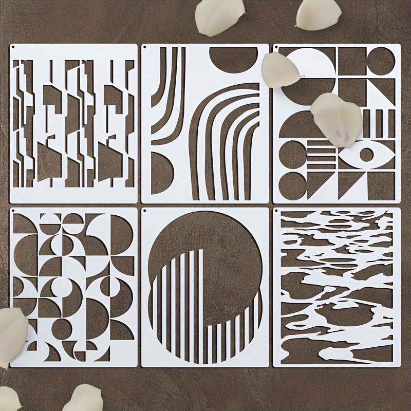 

6pcs Stencils, 7.9x9.8" Reusable Painting Templates For Diy - Add Own Unique To , , &