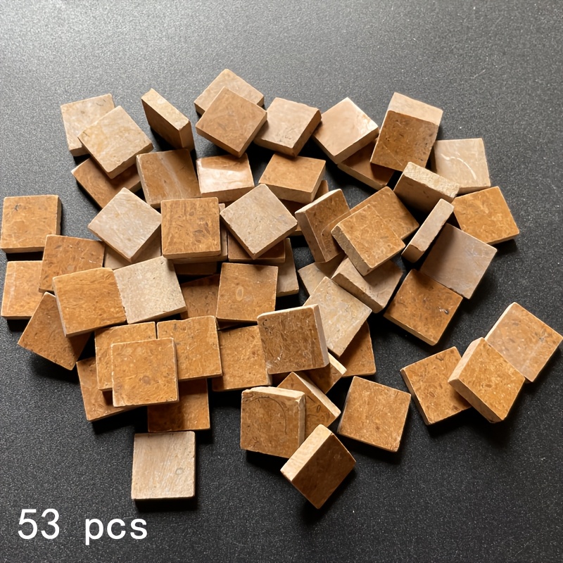 TEMU 53 pièces de mosaïque découpée en marbre naturel marron , ,591 pouces, pour incrustation murale, artistiques et décoration de mosaïque rétro