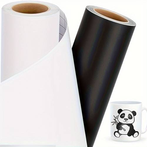 2pcs vinyl for handcraft and decals 11 81 inches x 59 06 inches black and white roll cartoon theme matte and glossy surface high quality self vinyl suitable for cutting machines indoor outdoor waterproof and