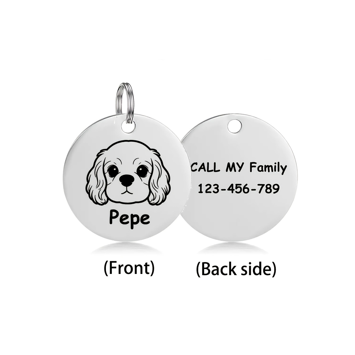 TEMU Customized Pet Accessories Include Dog Tags, Circular Dog Tags, Optional Small Dog Patterns, Engraved Names And Contact Numbers To Prevent Pets