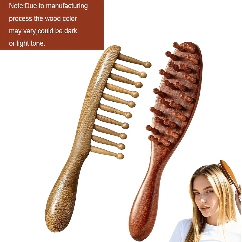 TEMU Lot de 2 peignes à dreadlocks, brosse à dreadlocks pour dreads, brosse en bois, outils de massage par , peigne de massage confortable pour