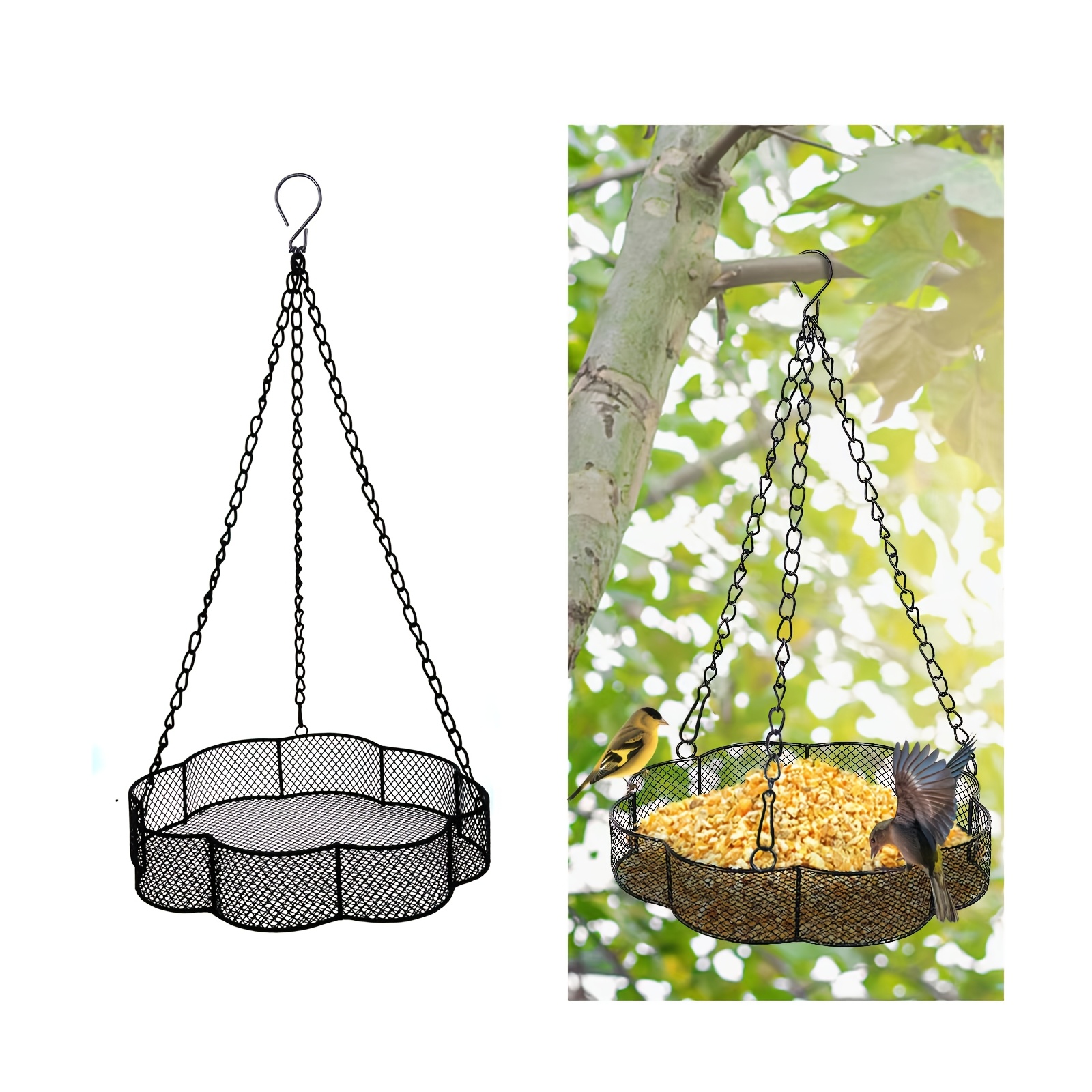 

1pc Woerte Home Heavy-duty Metal Hanging Bird Feeder, 34.4-inch Iron Mesh Seed Tray For Outdoor Garden Backyard Patio Deck, Rustproof And Easy To Clean, No Electricity Needed