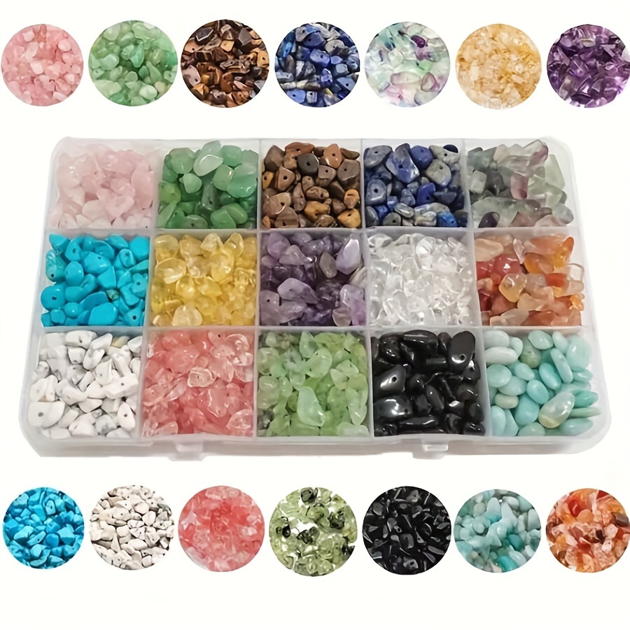 

Diy Jewelry Making Kit - 15 Grids Of Crushed Stone Beads For Handmade Bracelets & Crafts, Stone Material, Jewelry Supplies