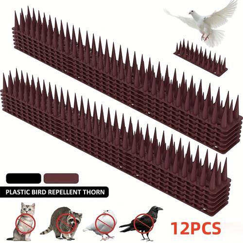 item picture 12pcs plastic bird cat repellent thorns humane durable outdoor pest control no electricity battery needed 16 9 inch long maroon spikes for fence bird deterrent spikes pest repellent that works garden pest control roof spike protection pointed