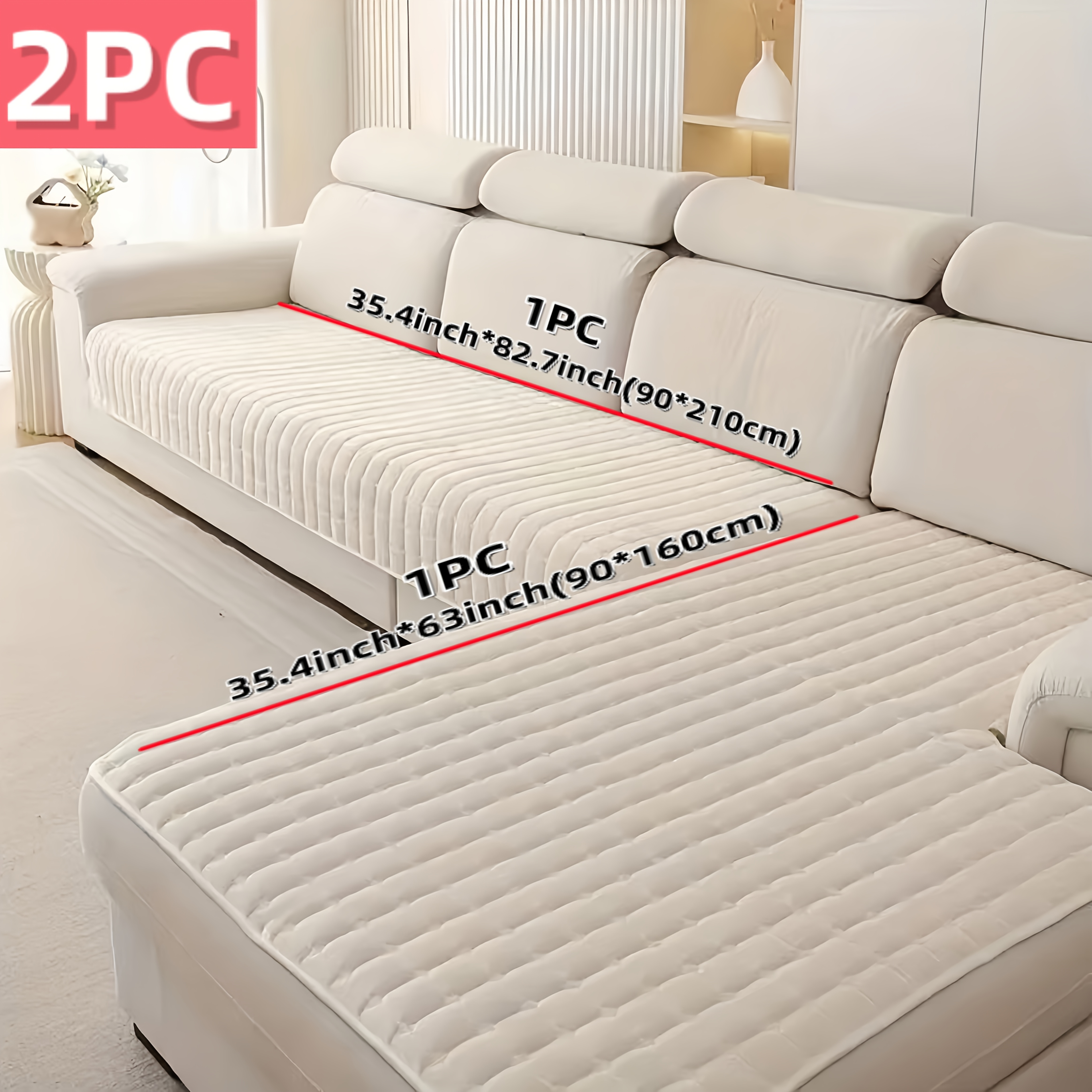 TEMU Lot de 2 coussins de canapé en peluche de couleur unie de L avec dos à motif granulaire antidérapant, convient pour chambre, bureau, salon,
