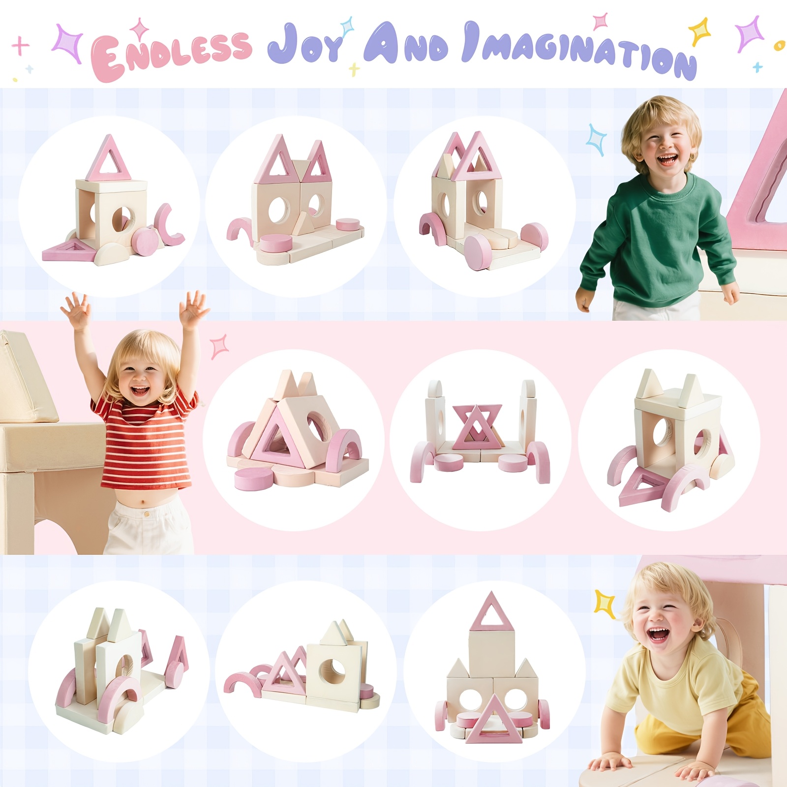 12pcs Modular Kids Play Couch - Soft & Sturdy Foam Sofa Washable Velvet Covers DIY Castle Slide Set Living Room Kindergarten Play Area