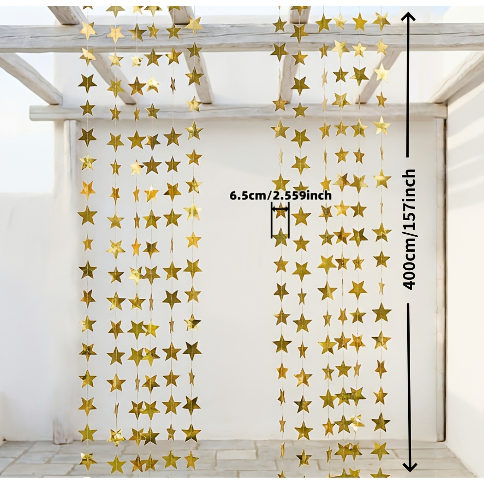 TEMU Ghirlande da appendere a stella , 3 pezzi, 4m/157in ciascuna, lunghezza tagliabile fai da te, decorazioni scintillanti a stella da appendere per