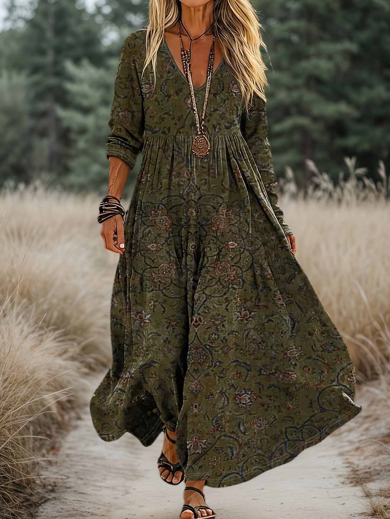 navy blue dress for baby girl Winter Dresses for Women 2024 Womens Fashion Bohemian V Neck Loose 3/4  Sleeve Print Mini Length Dress Floral Flapper Dress Short Dress Maxi Dress  Turtleneck Dress