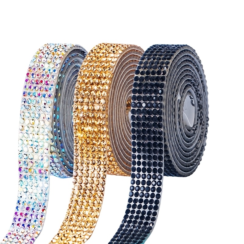 TEMU 3 Rolls 6 Of Sparkly Back Adhesive Self-adhesive Drill Tape Hand Decorative Handicraft Gift Box Furniture Cosmetic Case Total Length
