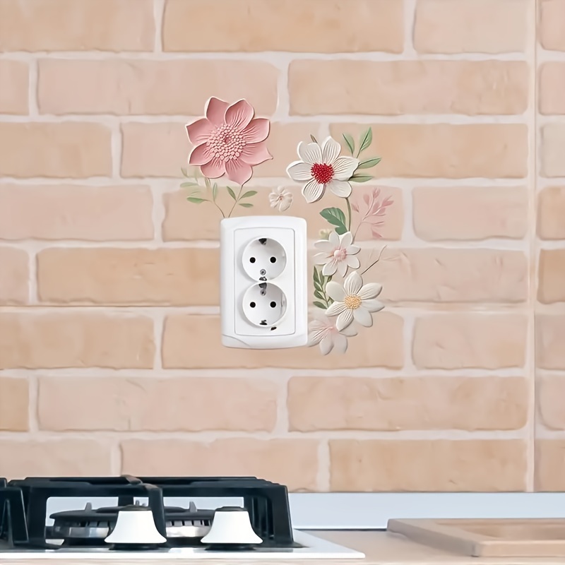 1pc 3D Floral Shadow Effect for Switch Sticker - Modern Vinyl Wall Art Decal for Home Decor, Easy Apply & Remove