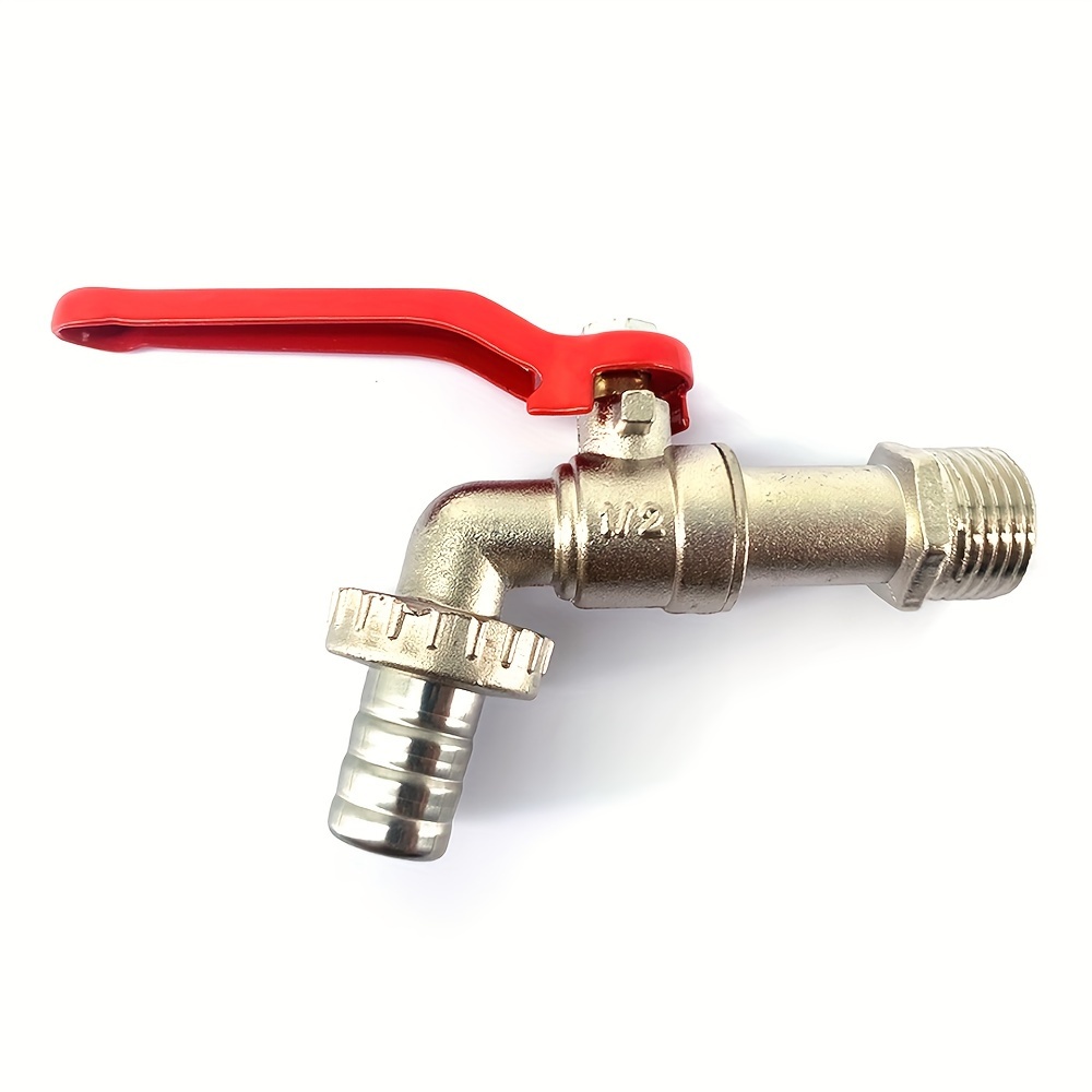 

1pc, Zinc Alloy/brass Garden Faucet, 1/2" Inlet 3/4" Outlet, Rotatable Ball Valve, Modern Style For Versatile Use, 5.91 X 2.95 X 1.22 Inches, Metal Outdoor Water Tap With Red Handle