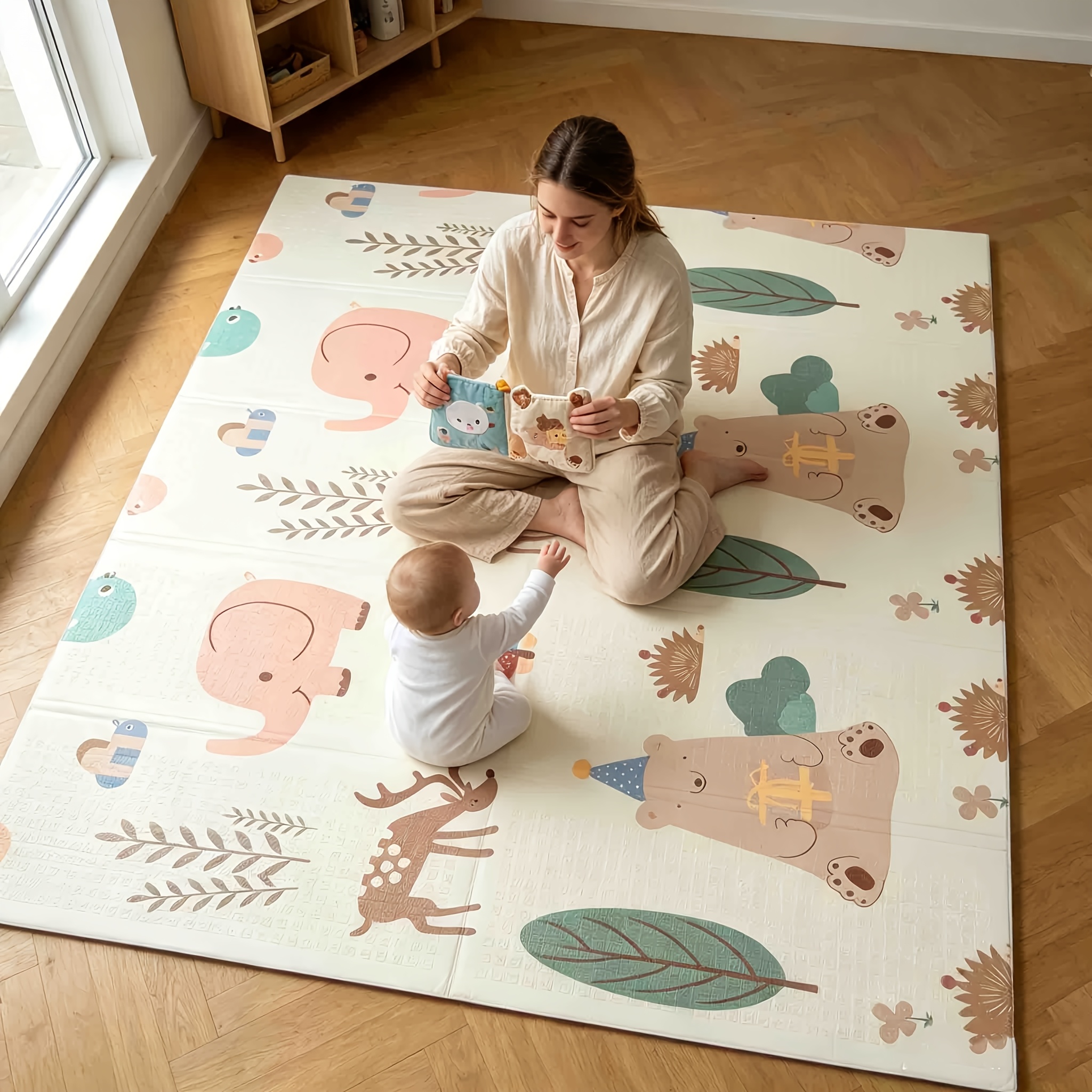 TEMU Crawling Mat Thickened Wear-resistant Foldable Storage Portable Walking Pad 200 X 180cm Double-sided Use Daily Baby Mat Indoor Multi-scene
