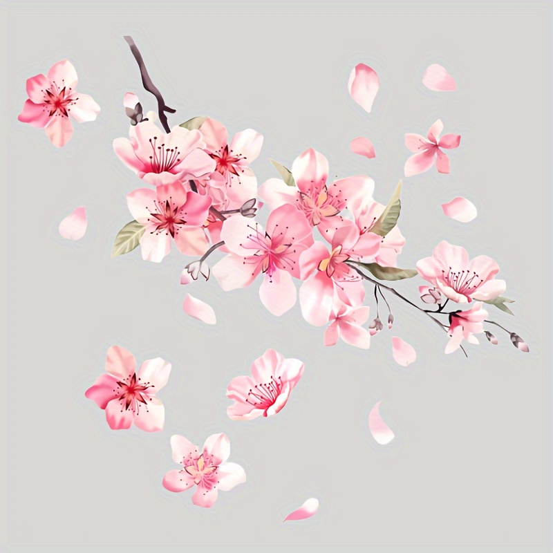 

1pc Sakura Cherry Blossom Vinyl Car Sticker, Scratch Cover Pink Floral Decal For Bumper, Suitable For Car, Motorcycle, Home Decor