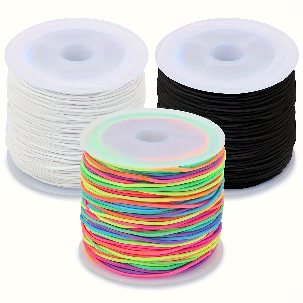 Image of 3pcs/set Black And White Mixed 0.8mm 72nd Jade Thread For Making Bracelets, Necklaces, Phone Chains, And Handmade Jewelry
