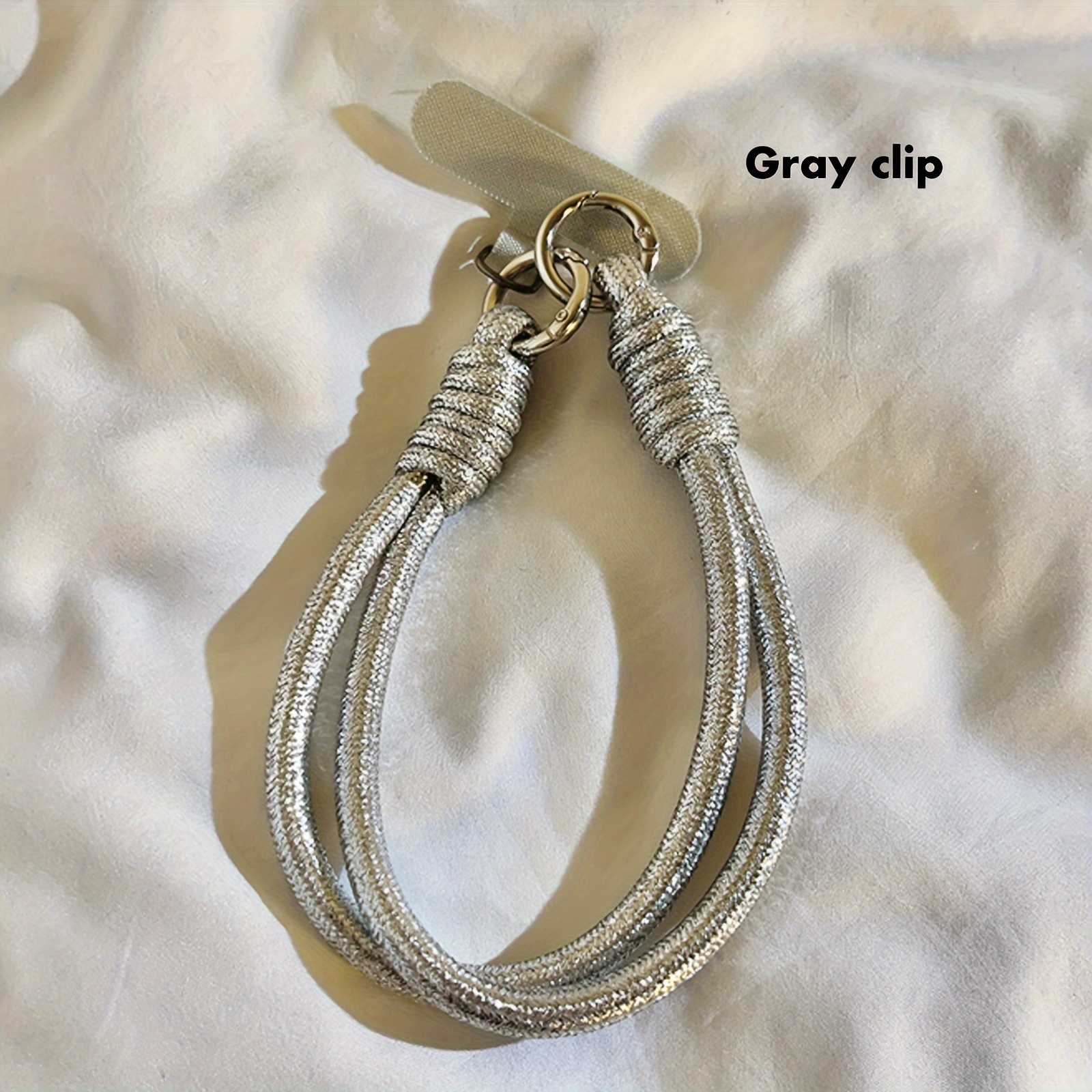 TEMU Silvery Mobile Phone Lanyard With Wrist Strap, Anti-lost Card Design, Fashionable Mobile Phone Lanyard, Suitable For Mobile Phone Decoration