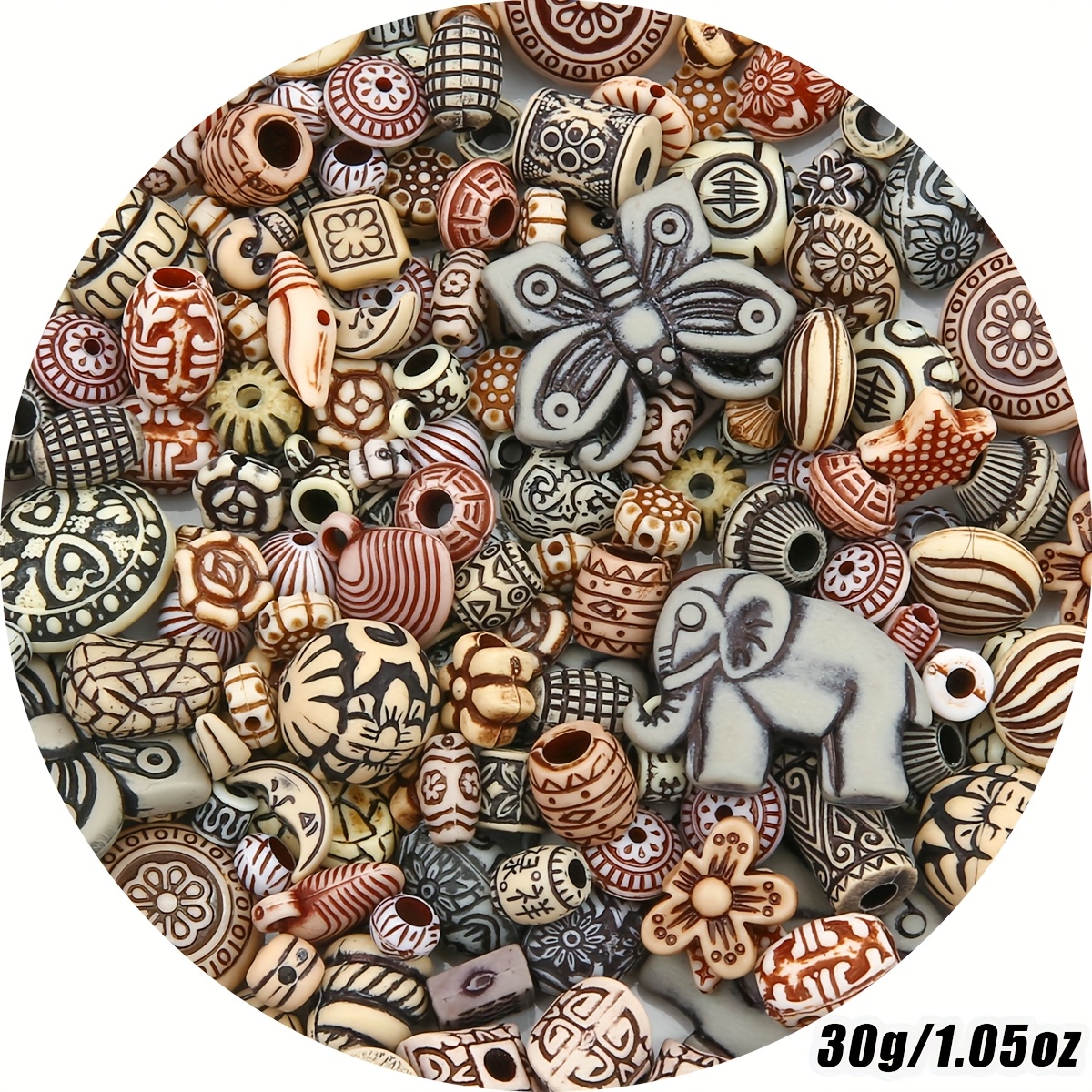 30g Unique Acrylic Bead Blend With Retro Inspiration, Random Colors, Acrylic Bead Blend - Jewelry Making And Horror Additions With Unique Shapes - Beads And Jewelry Making, Beading Kit