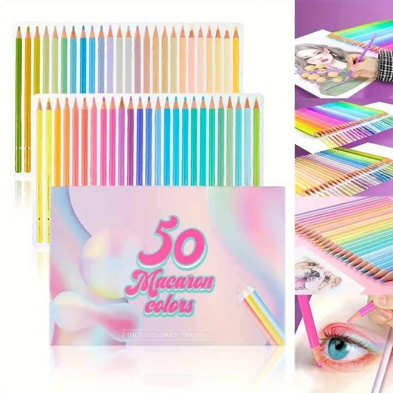 TEMU 50/72 Colors Macaron Colored Pencils Artist Drawing Colored Pencils Set Cork Oil Pastel Colored Pencils For Shading Sketching Drawing Gift