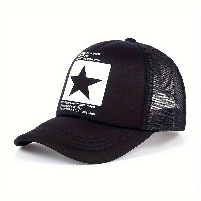 Pentagram Print Unisex Trucker Hat Mesh Breathable - Temu
