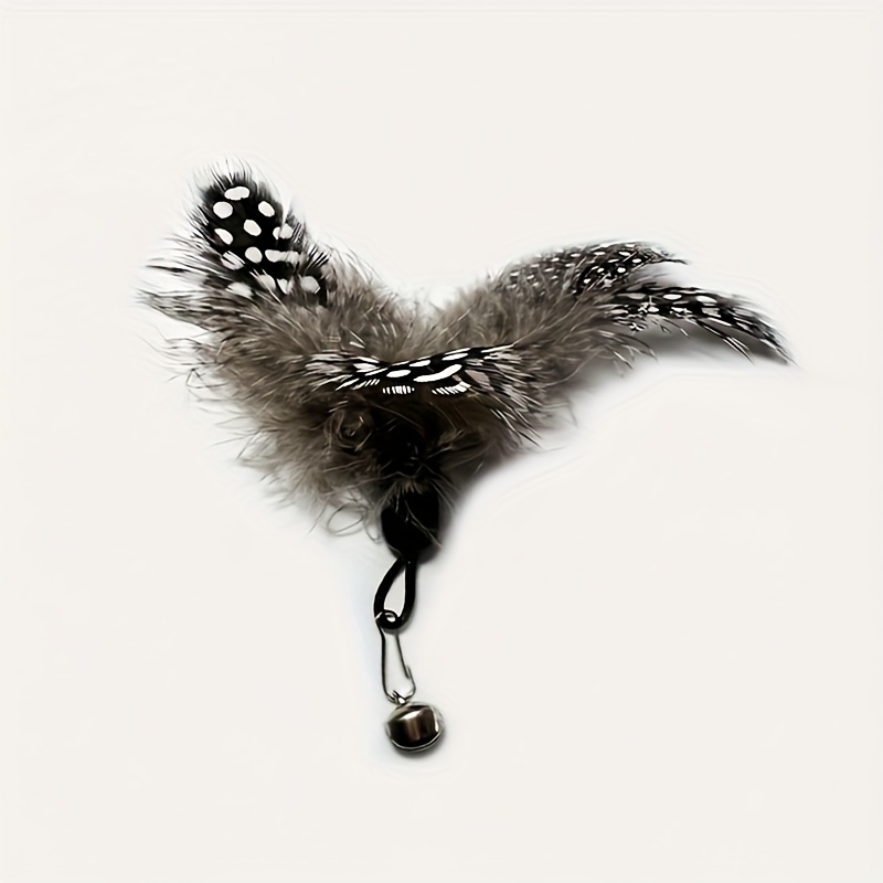 Realistic Feather Teaser Cat Toy with Jingles - Replacement Head for Cat Teaser Wands, Interactive Feathers & Bell Attachment, for Kittens and Cats Training, Playtime Accessory