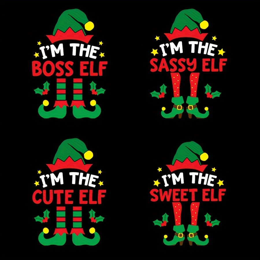 

4pcs Christmas Elf , Iron-on Decals For Diy T-shirts, , Hoodies, Handbags, Pillows, Polyurethane, , Red, , , Decor