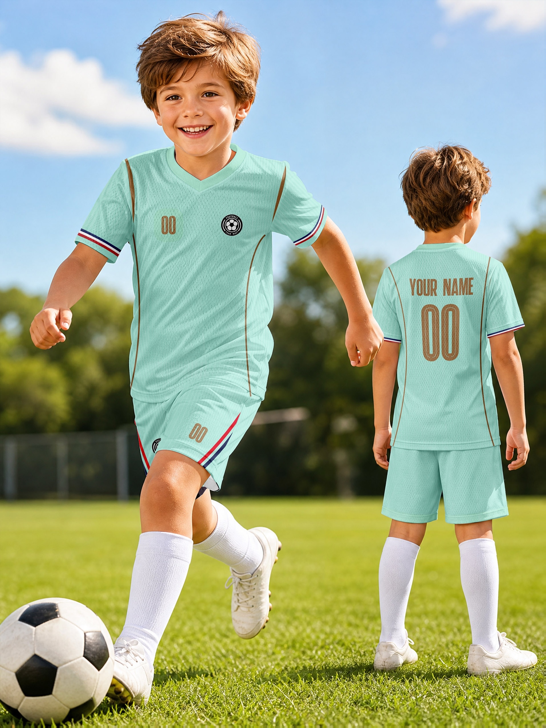 2026 french childrens sports suit v neck football t shirt custom   and logo jacket and shorts quick drying and sweat wicking     and outdoor running   outdoor