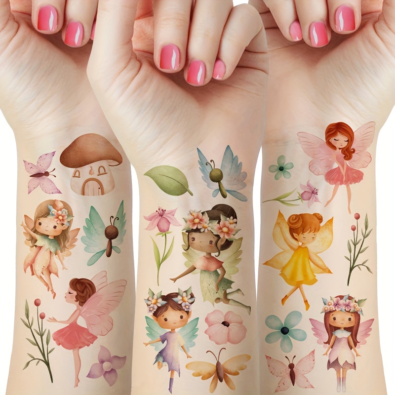 

12pcs Fairy Temporary Tattoo Stickers Fairy Tale Temporary Tattoo Stickers Fairy Party Gifts Supplies Decorations Fake Fairy Mushroom Tattoo Stickers For Birthday Party Tattoo Stickers Reward