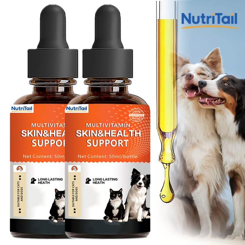TEMU 2 Bottles Of Nutritail 50ml Multivitamin Oral Liquid, A Universal Liquid Supplement For Cats And Dogs, Is Rich In Multiple Vitamins. - Skin And Hair Health, Gently For Your Pet's Skin.