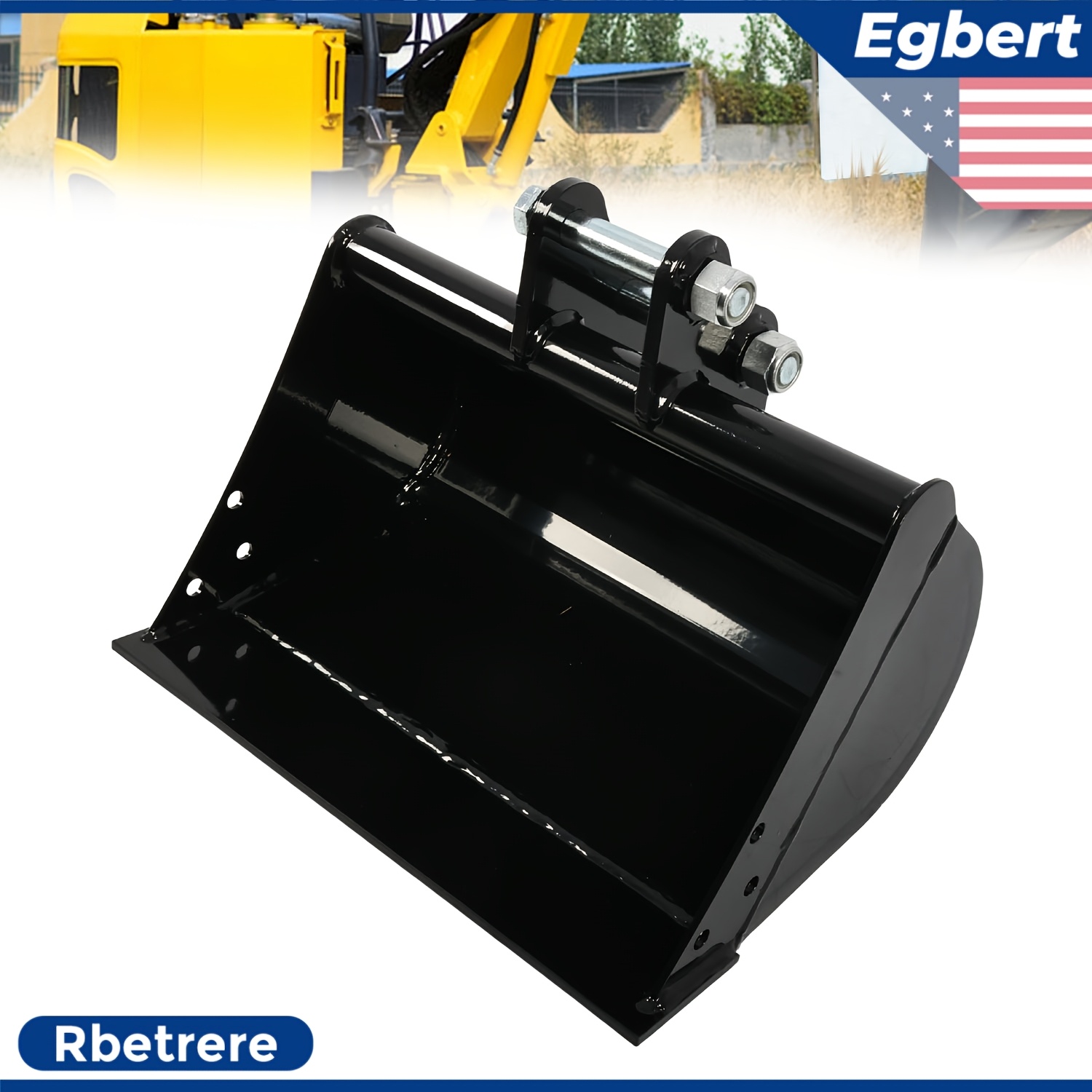 TEMU Rbetrere 500mm Heavy-duty Flat Bucket Attachment For One-ton Mini Excavators - No Teeth Design, Durable Metal Construction, Hydraulic-powered