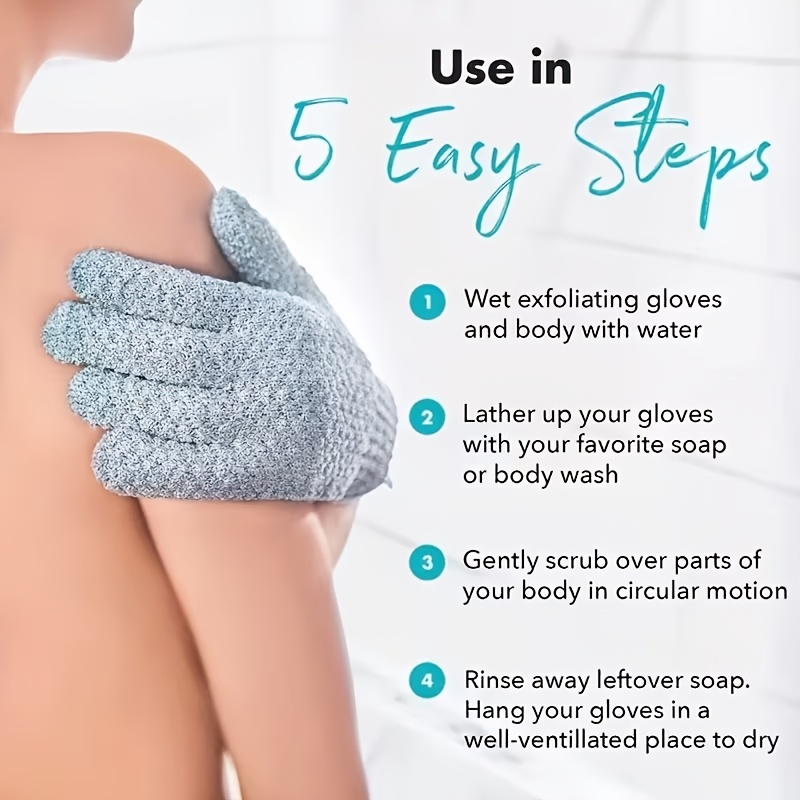 Exfoliating Shower Gloves & Mesh Pouf Loofahs for Deep Cleansing