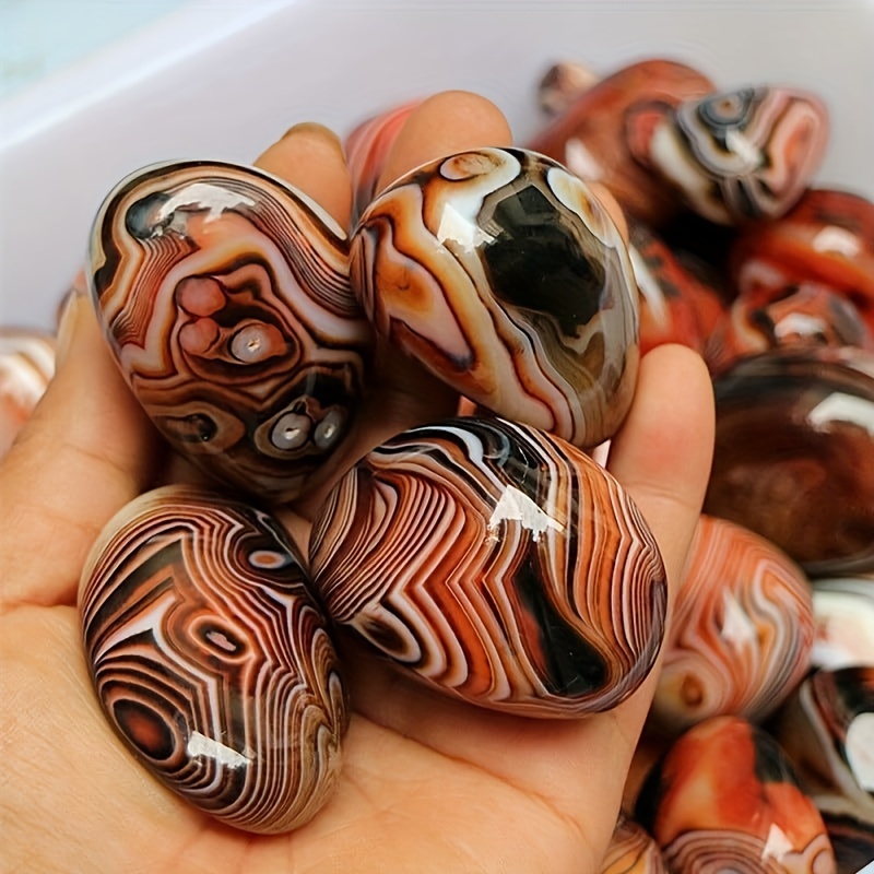 

[2pcs Natural Agate Decorative Stones] 2pcs Polished Agate Stones, Unique Patterned Quartz, For Home Decor, Embellishments, Aquarium Decorative Stones, Thoughtful Gift For