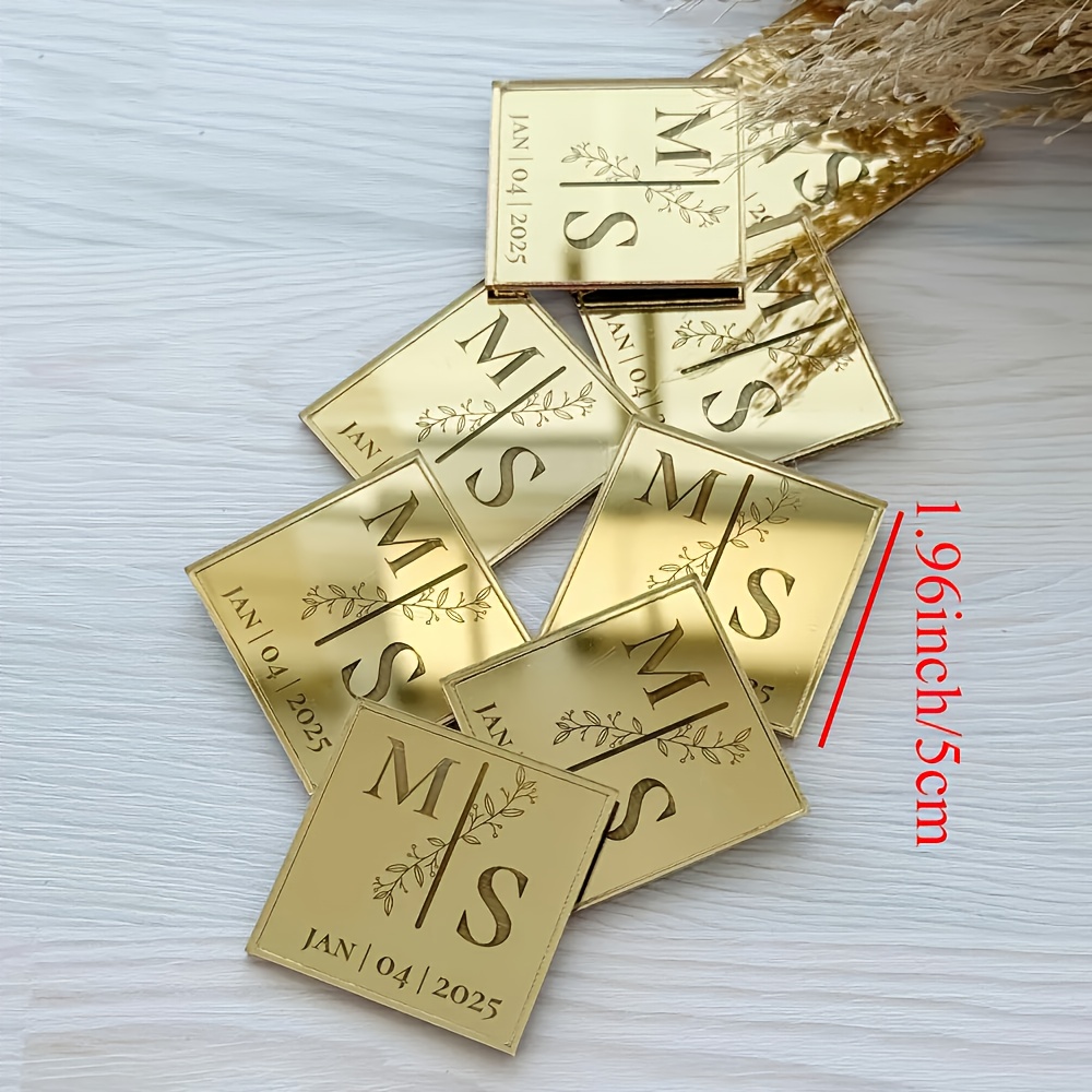 E-shop 2D-flach, personalisiertes Geburtstagsgeschenk – individueller Name , elegante goldene Buchstaben, langlebige Acryl-Süßigkeit, Hochzeiten,