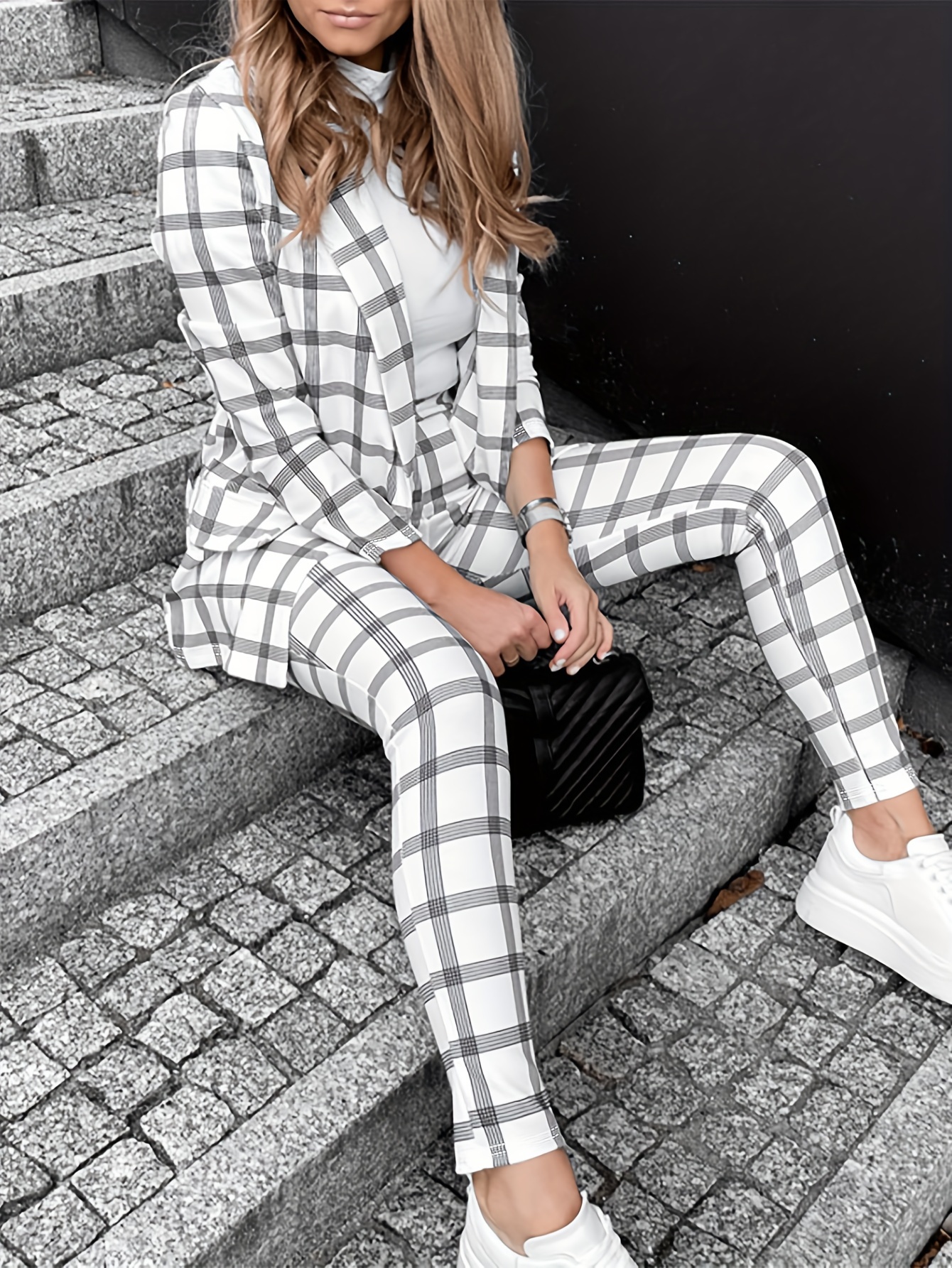 Buy New Slim Ladies Office Pants Fashion Checkered Career Trousers