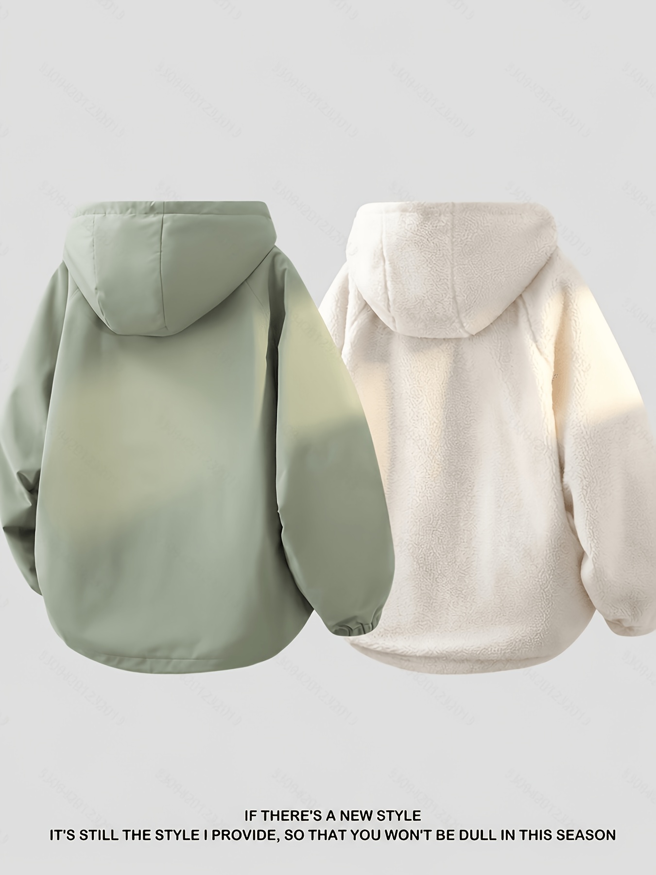 Men's Reversible Winter Hooded Jacket, Windproof & Warm