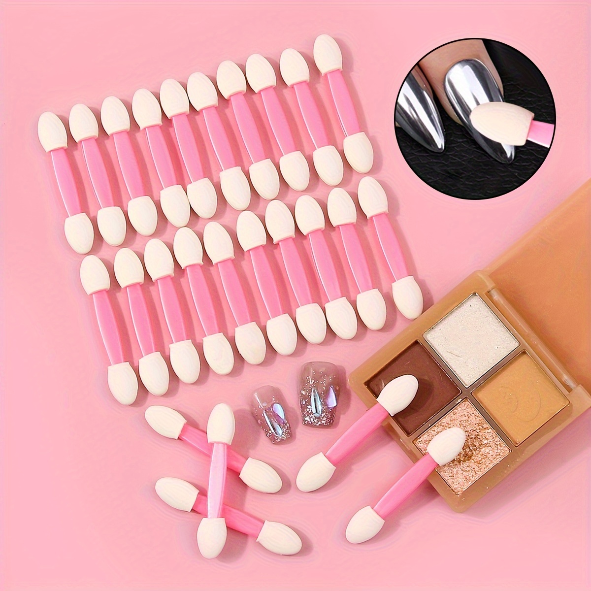 

Lot de 25 pinceaux éponges pour nail art à double embout, parfum - Outils de design d'ongles dégradé , bâtonnets d'application de paillettes et de poudre multifonctionnels pour