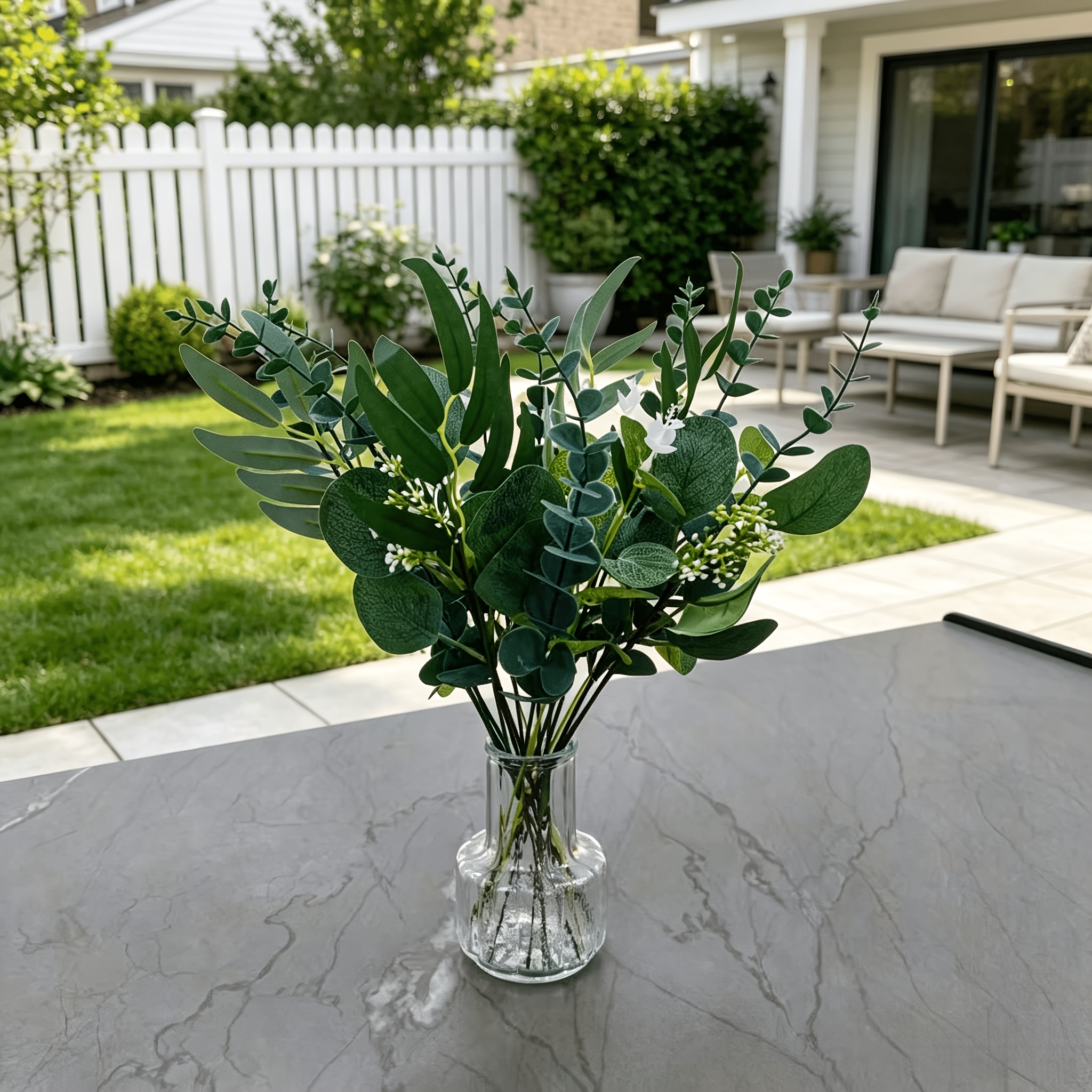 20 branches of 4 kinds of artificial mixed eucalyptus leaves suitable for indoor and outdoor placement be used for wedding decoration arrangement suitable for flower arrangement and other daily decoration and   arrangement