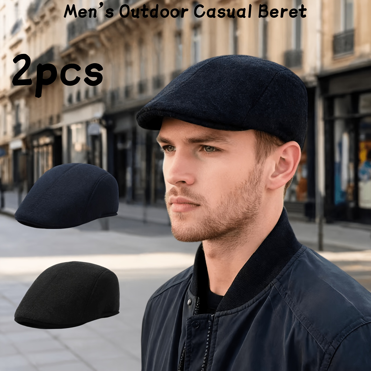 TEMU 2pcs Décontracté d'Extérieur Couleur Unie, Casquette de Journalier Homme Couleur Unie, Casquette Décontractée d'Extérieur Avancée, Convient pour