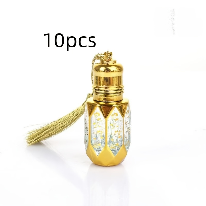 E-shop 10 Stück 6 ml galvanisierte goldene achteckige leere Rollerball-Glasflaschen (mit/ohne Kordelumwicklung), auslaufsichere nachfüllbare Behälter