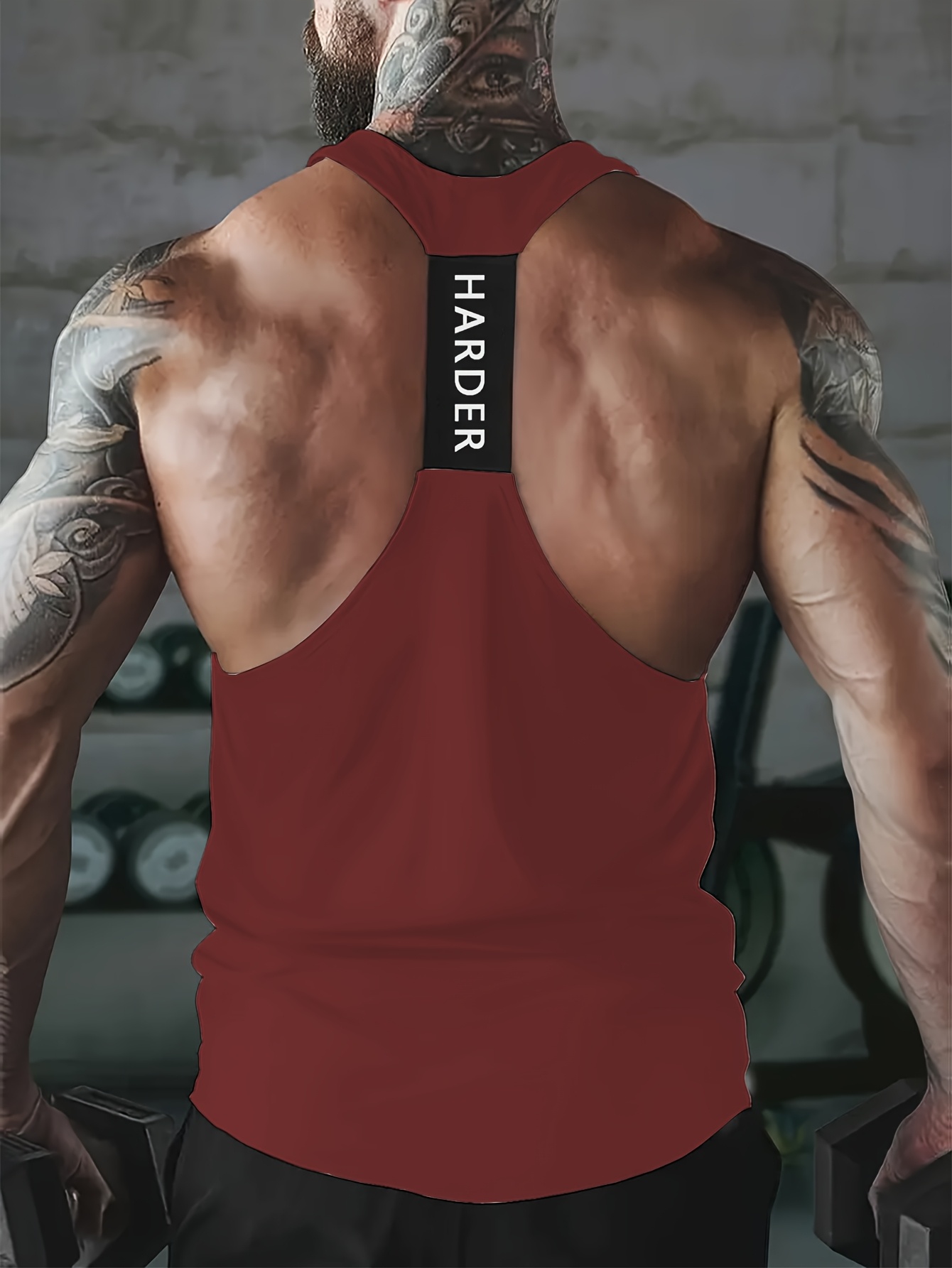 1pc Tongtongbang Men's Quick-Dry Breathable Workout Tank Top - High Elasticity Slim Fit Sleeveless Shirt with HARDER Letter Print for Gym Training & Summer Casual Wear, Quickdrying Fabric, Gym Clothes
