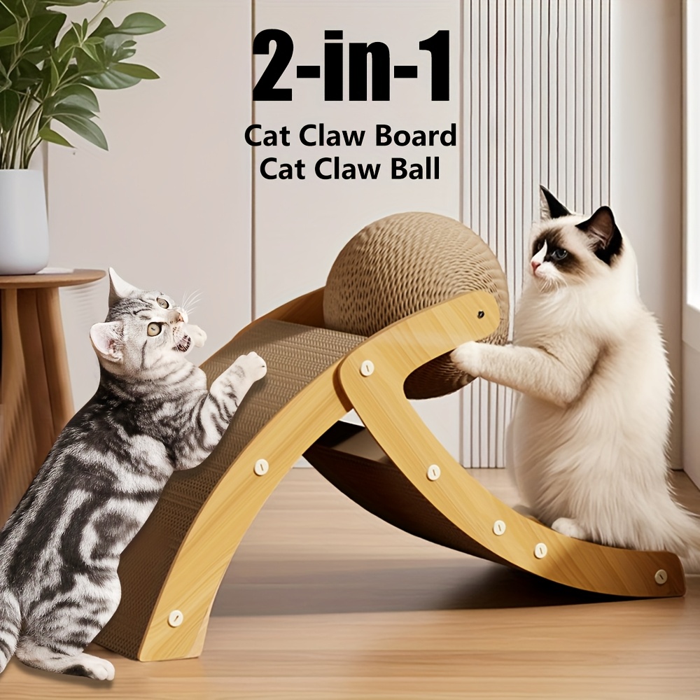 2 in 1 large corrugated scratching post with jute ball protect furniture self entertainment relieve boredom and   pet toys Product details 0