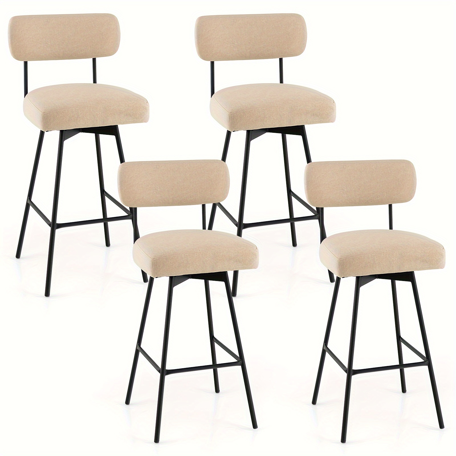 

Costway Set Of 4 Swivel Bar Stools Bar Height Upholstered Kitchen Dining Chairs Beige