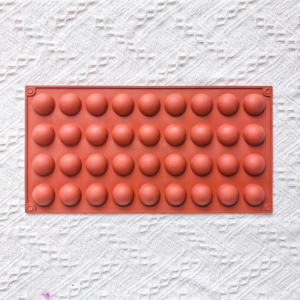 TEMU 1pc 36-cavity Mini Half-round Chocolate Silicone Mold, Diy Round Egg Candy Candy Pudding Dessert Mold, Cake Decorating Insert