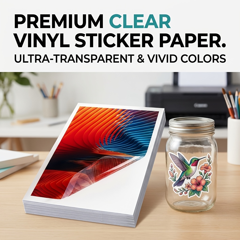 TEMU 19 Sheets Of A4 Glossy Clear Vinyl Paper, Printable Vinyl Paper, Suitable For Inkjet Printers, Strong Paper, For Labels And, 8..7 Inches.