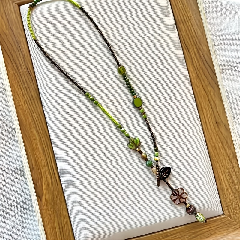 TEMU 1 collar vintage de cuentas con , diseño único, estilo artístico, cadena de clavícula a y versátil