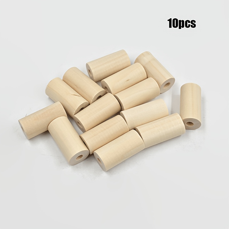 TEMU 10 Pezzi Accessori, 20*40MM Perline di Legno Naturale Color Legno, Cilindri in Legno Massello per Decorazione di Borse e Abbigliamento