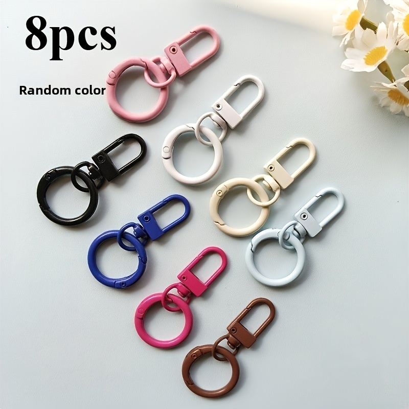 TEMU 8pcs New Macaron-colored Lacquered Door Buckles, Spring Buckles, Keychains, Pendants, Creative Colorful Rings, Bags, Accessories (random Colors)