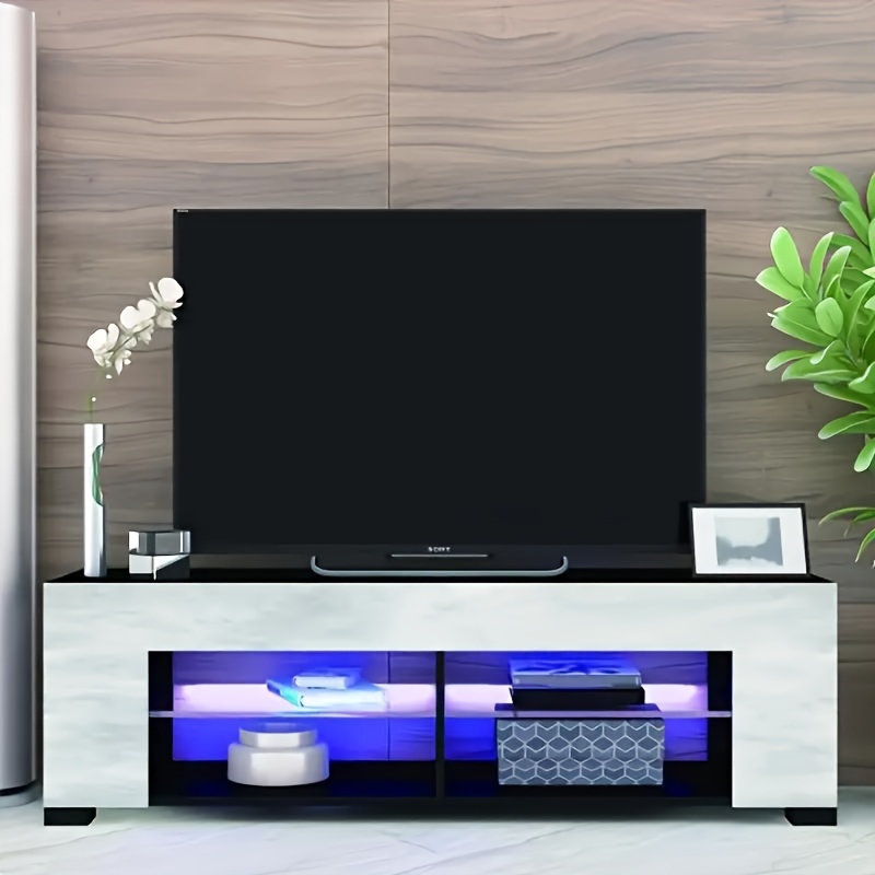

Tv Stand For 32-60 Inch Tvs Modern Low Profile Black + Lime Entertainment Center 57 Inch Small Tv Stand Media Table With Glass Shelves And Hidden Side Shelves For Living Room