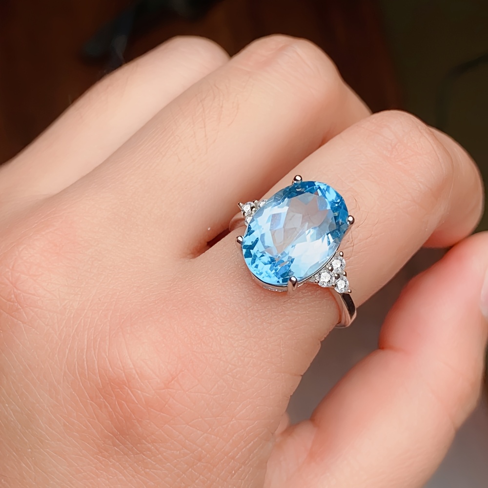 Women's Natural Topaz Adjustable 925 Sterling Silver Ring