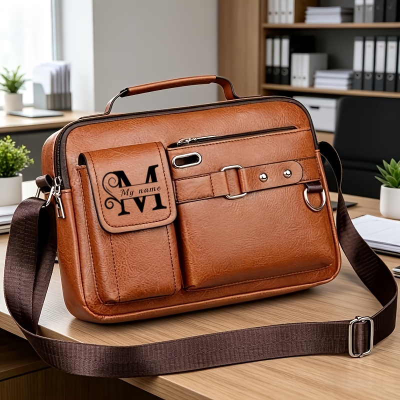 Trendy Crossbody Briefcase, Multi-Functional Business Bag with Custom Logo