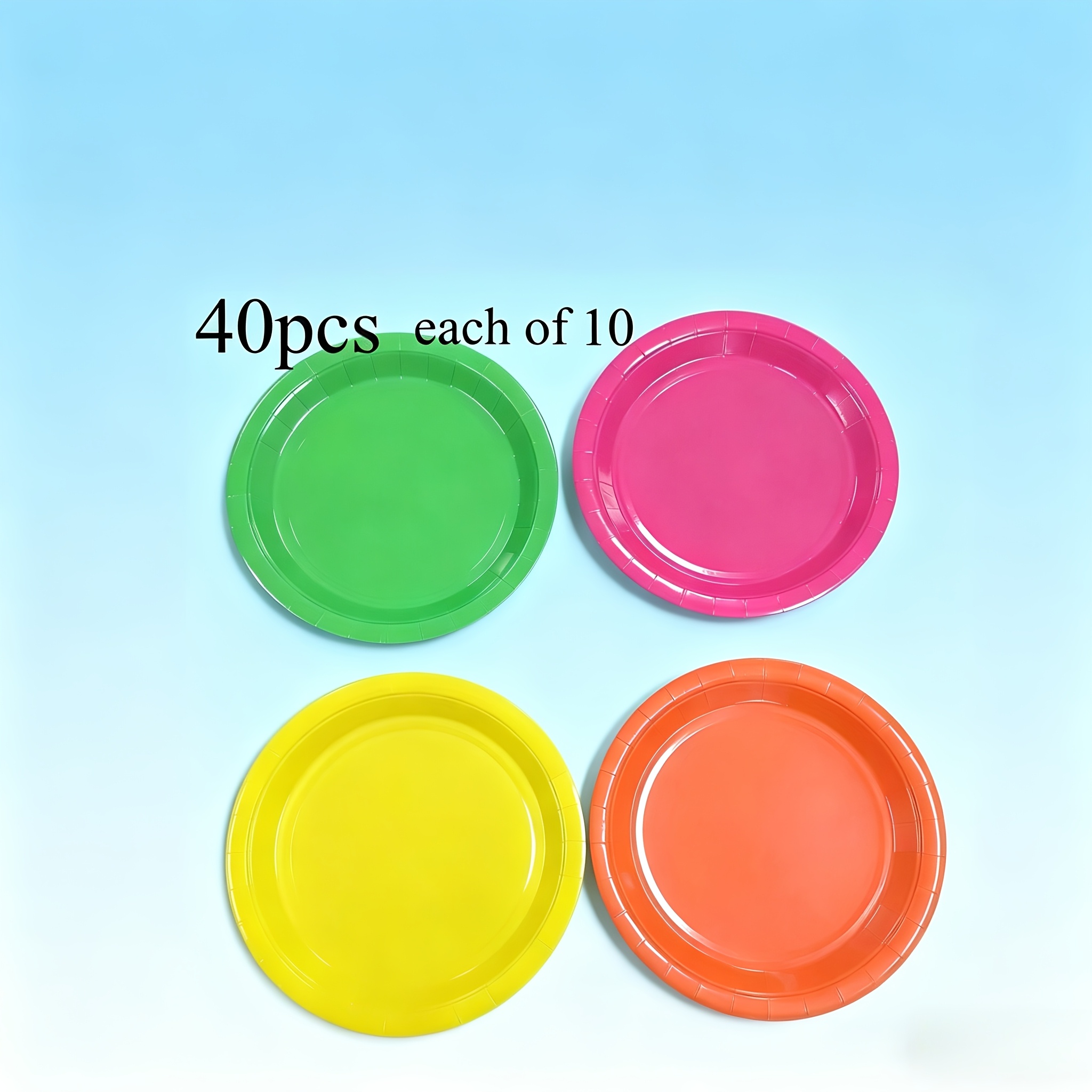 Image of 40pcs Colorful Paper Plates 7 Inch Paper Plates Round Dessert Plate Solid Color Papers Plate Table Decors Party Supply For Birthday Party, Dinner Table, Wedding.